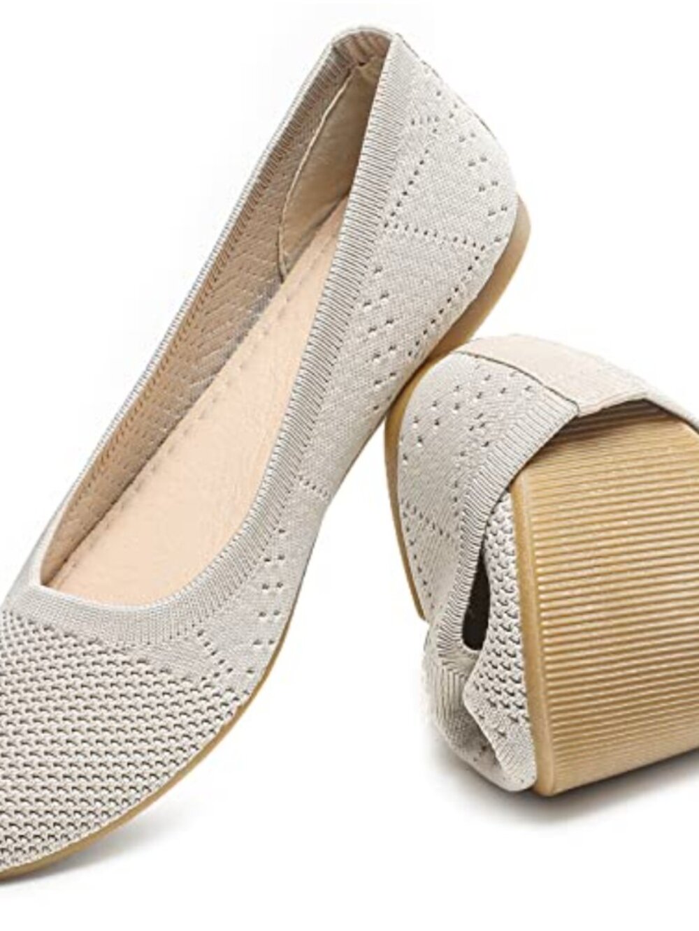 Women's Slip-On Ballet Flats Soft Mesh Knit Memory Foam Insole Non Slip